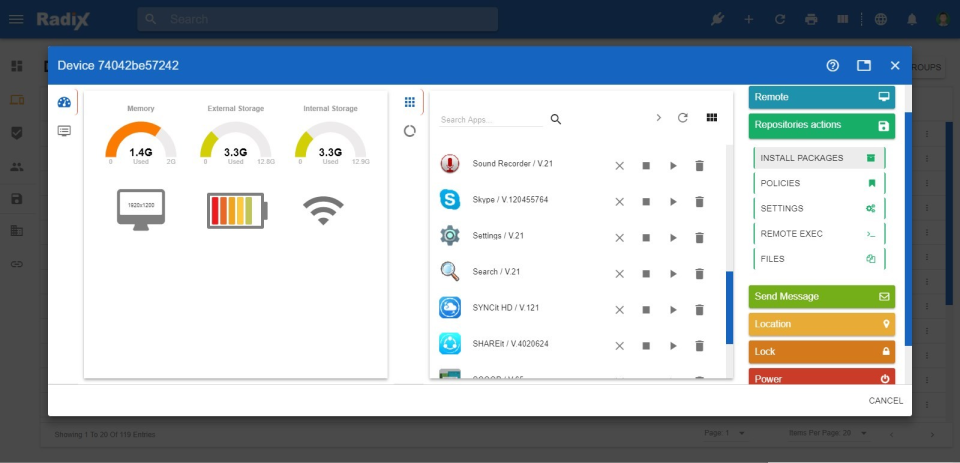 screenshot of VISO MDM